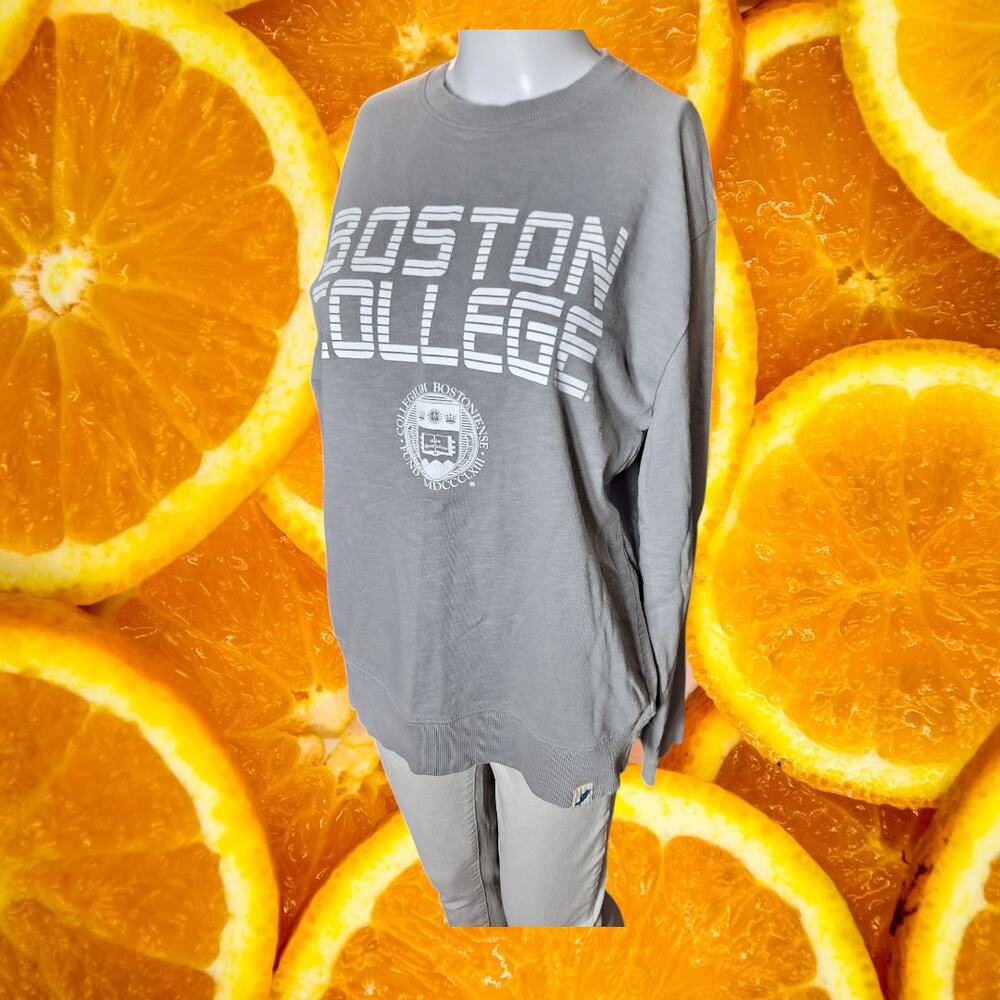 Unwind Men's Grey Cotton Boston College Relaxed Fit Sweatshirt Size M